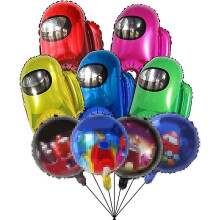 9pcs Aluminum Film Balloon For Among U, Video Game Birthday Party Decoration, Children's Birthday Party Supplies Decoration