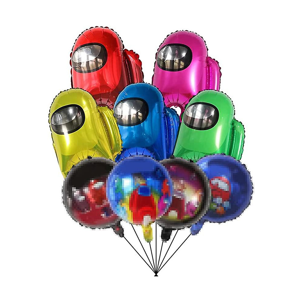 9pcs Aluminum Film Balloon For Among U, Video Game Birthday Party Decoration, Children's Birthday Party Supplies Decoration