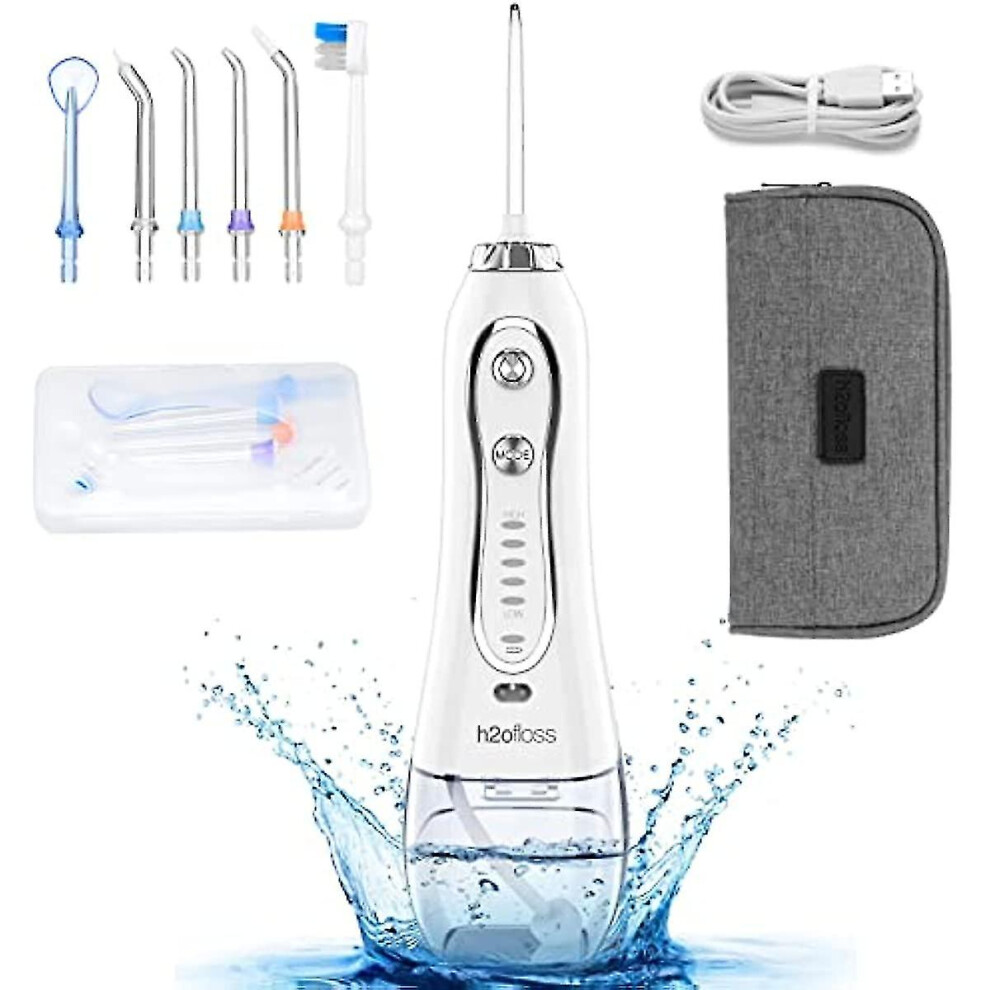 H2ofloss Cordless Water Flosser Pro - 5 Modes, IPX7 Waterproof, 360-Degree Nozzle, 300ml Tank, Portable Rechargeable Dental Irrigator