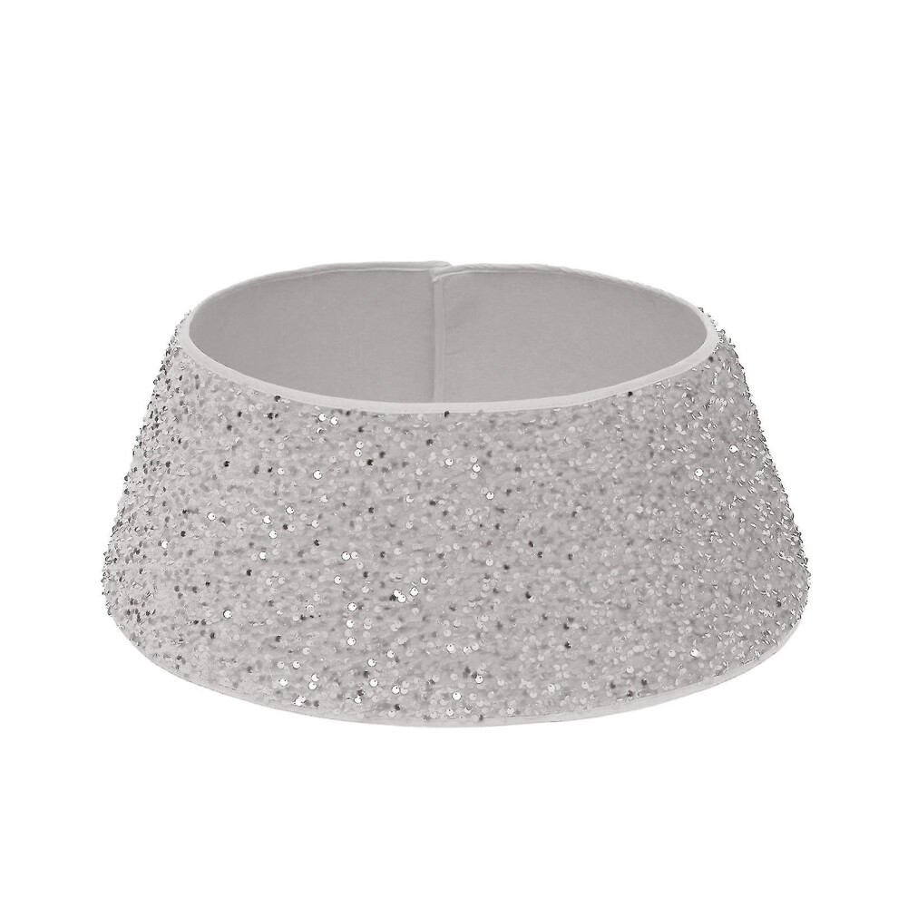 (White) Christmas Tree Collars 23.6 Inch  Sequin Tree Skirt Glitter Xmas Tree Ring Double-layer Velvet Tree Skirt Collar  Tree Base Cover For Christma-image-OPC-PDQ65T8-NEW