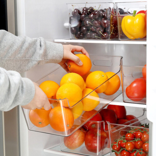 Living And Home 2Pcs Stackable Refrigerator Storage Organizers with Handles