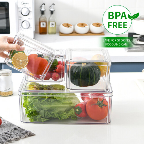 Living And Home 4Pcs Transparent Refrigerator Bins Organizer Set