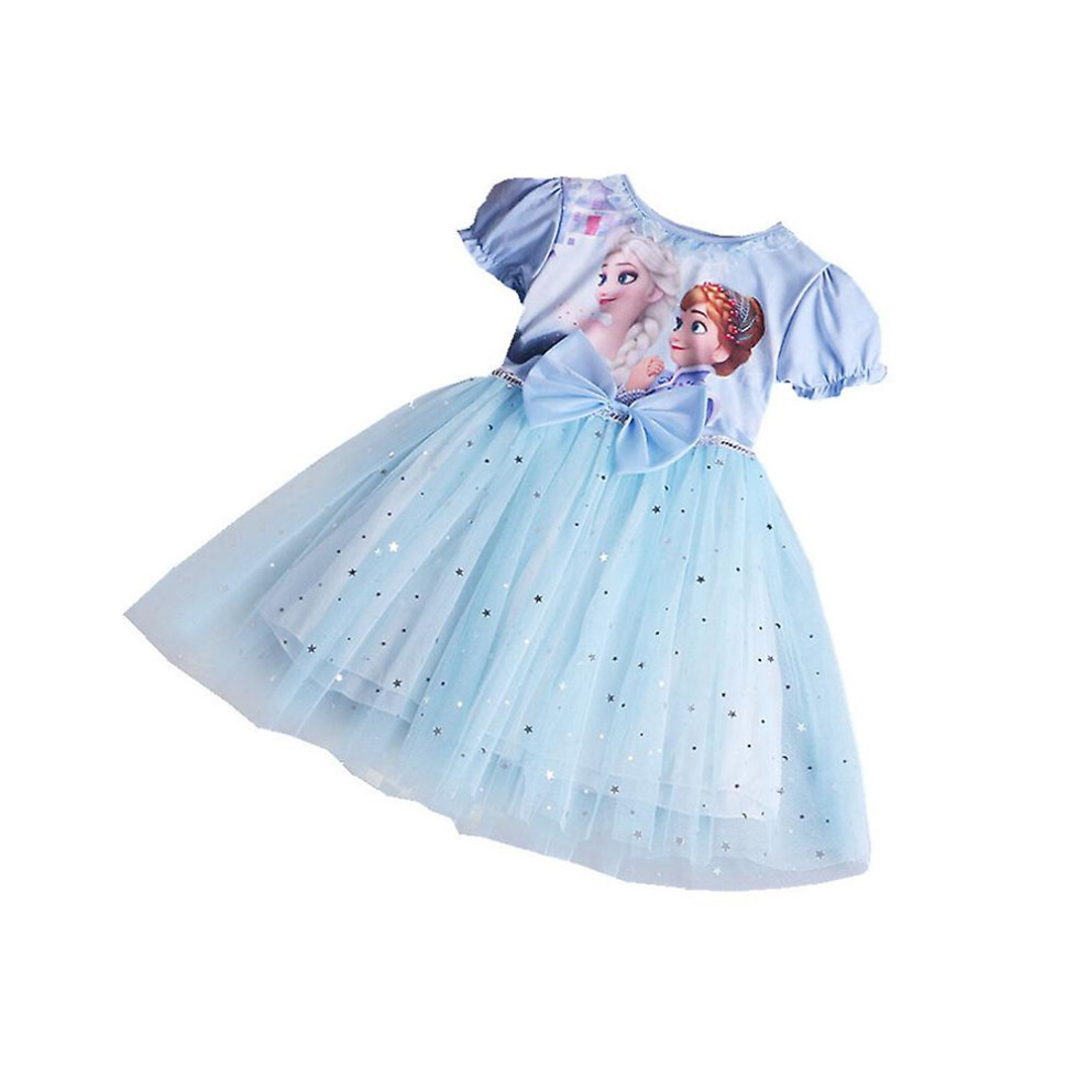 (Light Blue, 7-8 Years) 4-8 Years Girls Frozen Summer Princess Dress-image-OPC-PDQ69M5-NEW