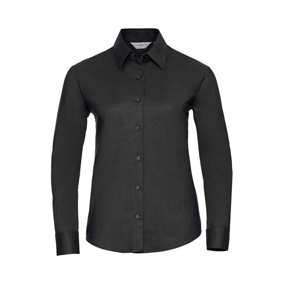 (M, Black) Russell Womens/Ladies Oxford Easy-Care Long-Sleeved Shirt