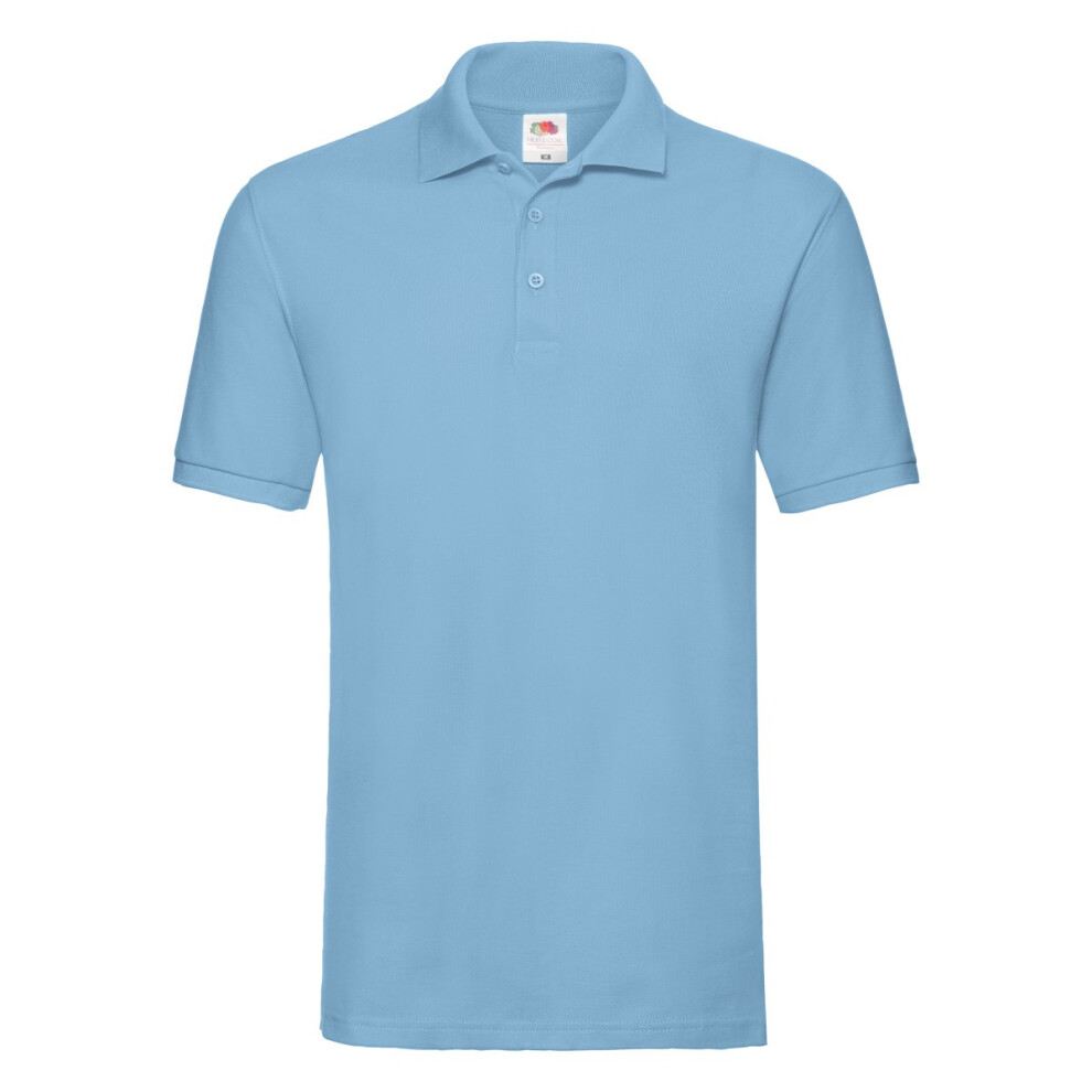 (L, Sky Blue) Fruit Of The Loom Mens Premium Pique Polo Shirt