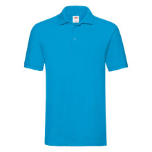 (M, Azure Blue) Fruit of the Loom Mens Premium Pique Polo Shirt