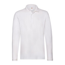 (3XL, White) Fruit of the Loom Mens Cotton Pique Long-Sleeved Polo Shirt