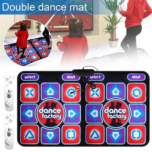 Double Dancing Mat Double User Wired Dance Mat Game Non-Slip with 2 Remote Controller Multi-Function for PC TV 1