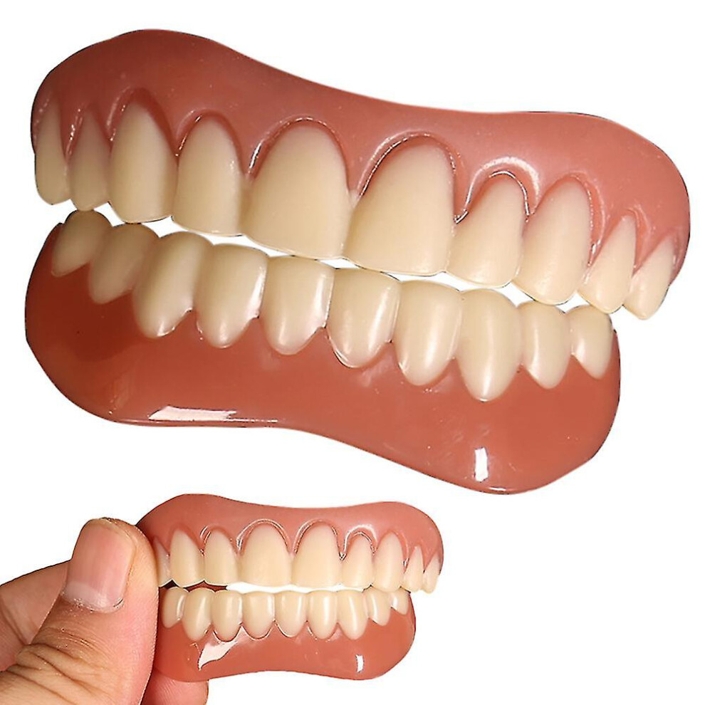 (Upper Lower Veneers Set) False Teeth Snap On Instant Dentures Smile Veneers Cosmetic Teeth Dental Care