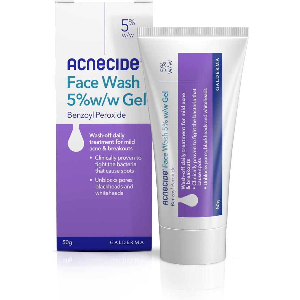 Acnecide Face Wash, 50G, For Acne Treatment & Spot Treatment With 5% Benzoyl Peroxide