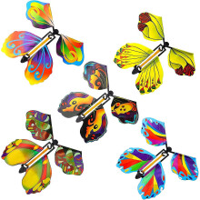 (B) 20pcs Flying Butterfly Toy Set, Wind Up Butterfly Toy Elastic Band Powered Magic Butterfly Card Wind Up Butterfly Toy
