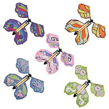 (C) 20pcs Flying Butterfly Toy Set, Wind Up Butterfly Toy Elastic Band Powered Magic Butterfly Card Wind Up Butterfly Toy