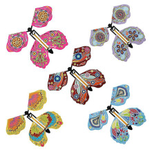 (D) 20pcs Flying Butterfly Toy Set, Wind Up Butterfly Toy Elastic Band Powered Magic Butterfly Card Wind Up Butterfly Toy