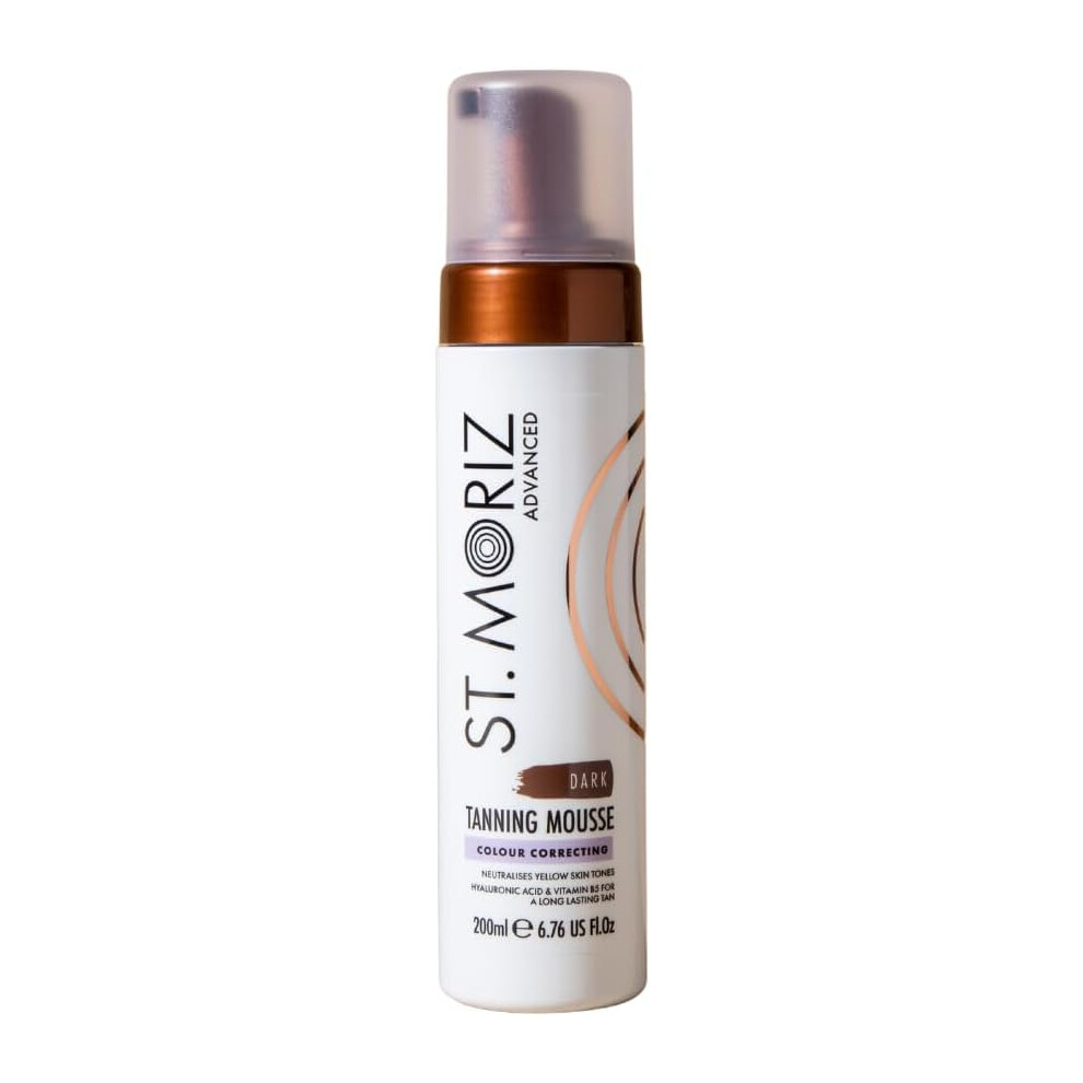 ÂSt. Moriz Dark Advanced Colour Correcting Tanning Mousse Hyaluronic Acid Vitamin B5 Advanced Benefits Brightens To Skin Tones Fast Drying Vegan Fake Tan 200Ml