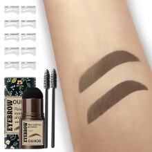 (Brown) Waterproof Eyebrow Print Set Fixed Powder Eyebrow Brush Brow Shaping Kit Eyebrow Template One Step Brow Stamp Eyebrow Powder Set Lazy Quick And Natura