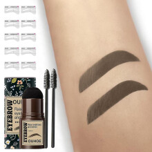 (Black brown) Waterproof Eyebrow Print Set Fixed Powder Eyebrow Brush Brow Shaping Kit Eyebrow Template One Step Brow Stamp Eyebrow Powder Set Lazy Quick And Natura