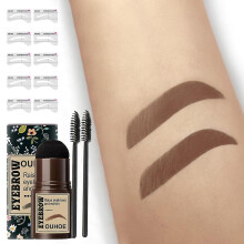 (Light brown) Waterproof Eyebrow Print Set Fixed Powder Eyebrow Brush Brow Shaping Kit Eyebrow Template One Step Brow Stamp Eyebrow Powder Set Lazy Quick And Natura