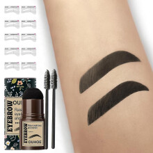 (Jet Black) Waterproof Eyebrow Print Set Fixed Powder Eyebrow Brush Brow Shaping Kit Eyebrow Template One Step Brow Stamp Eyebrow Powder Set Lazy Quick And Natura