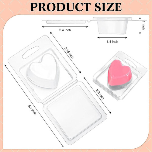 100pack Wax Melt Container 1.3 Oz,wax Melt Single Cube Flip Top Clear Empty Plastic Cube Tray For W 2