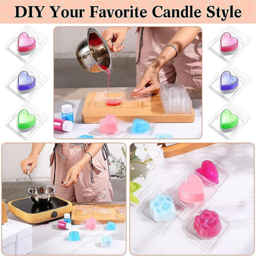 100pack Wax Melt Container 1.3 Oz,wax Melt Single Cube Flip Top Clear Empty Plastic Cube Tray For W 1
