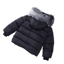 (Black, 2-3 Years) Kids Baby Winter Retro Fur Hood Trench Coat Jacket
