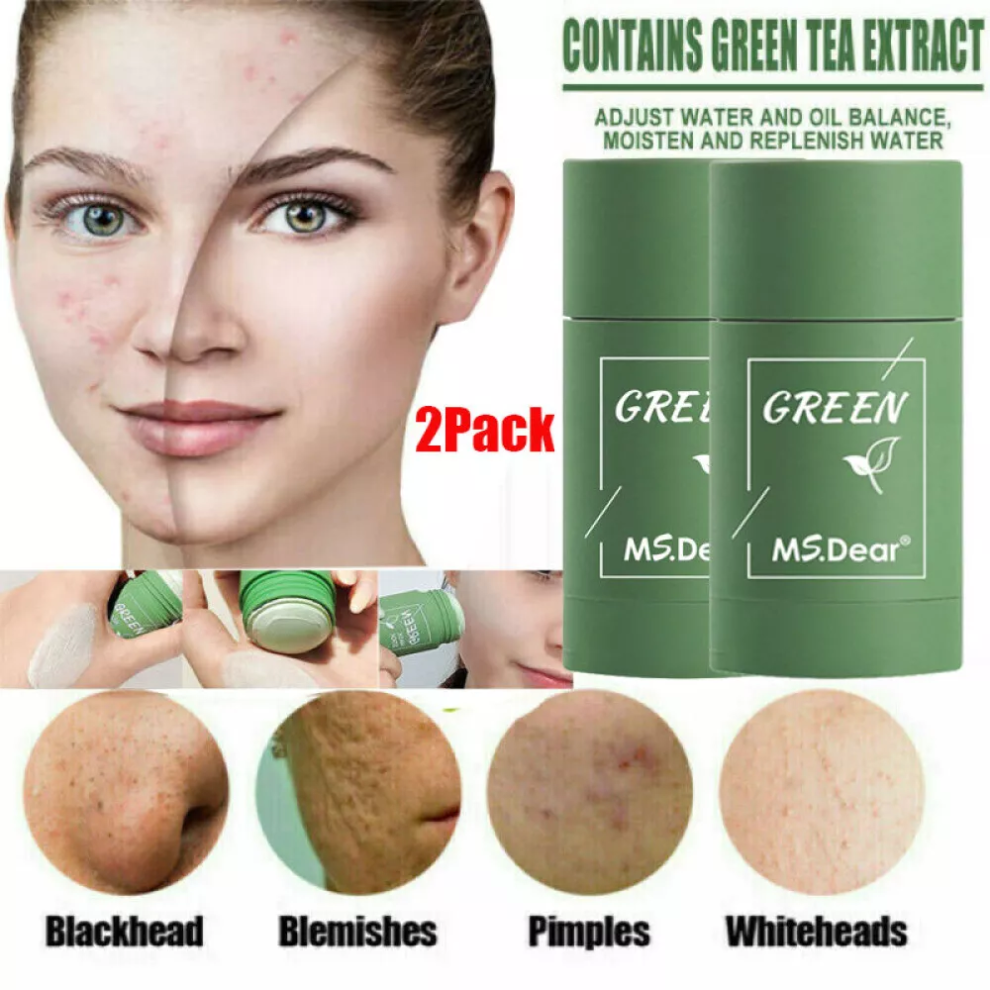 2 Pack Green Tea Purifying Clay Stick Mask Deep Cleanse Oil Control