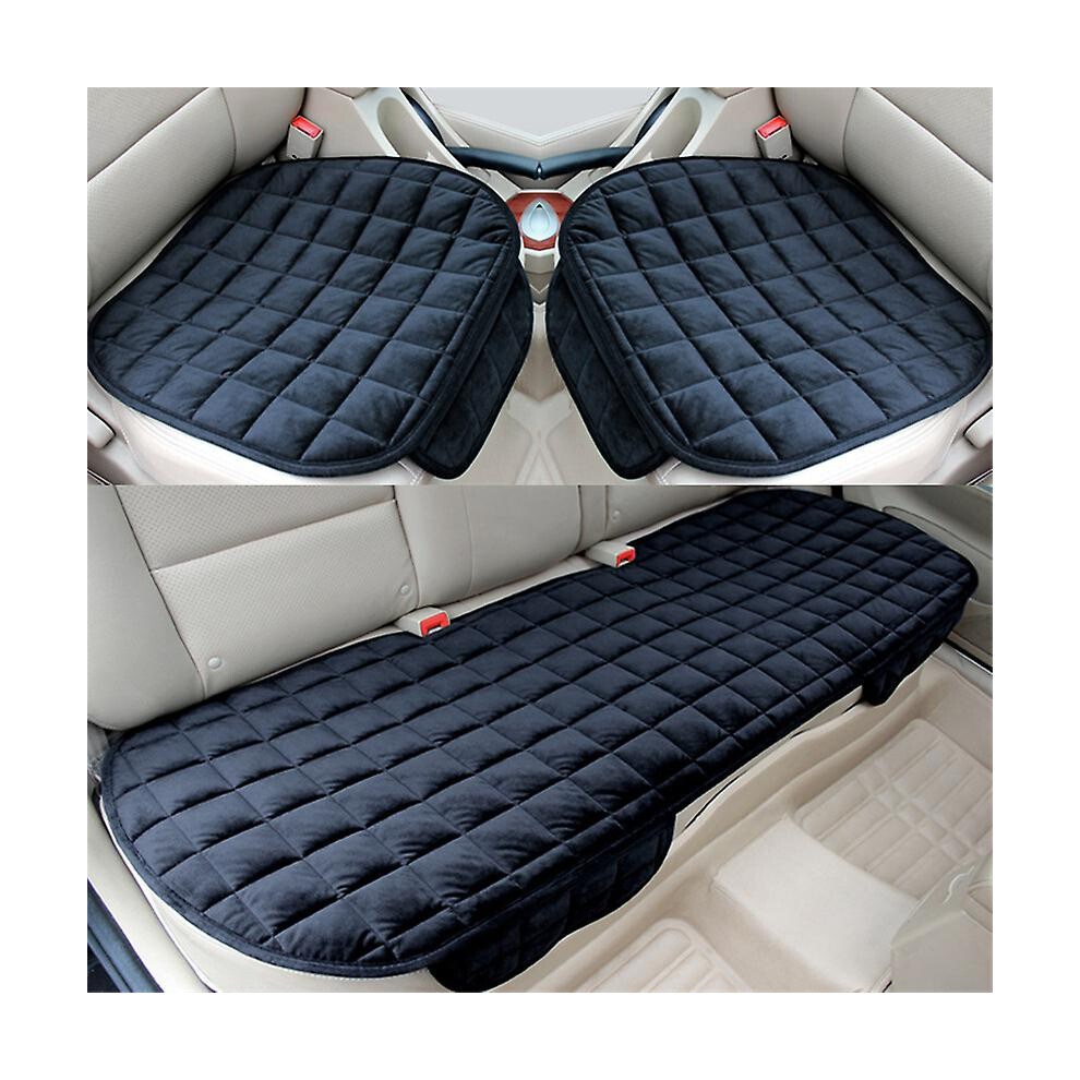 (, Sets) 1Pc Or 2Pcs Or 3Pcs Plush Plaid Thicken Warm Car Seat Cushion Pad Car Seat Protector Car Front Rear Seat Covers For Car Suv Truck Car Ac Black 9152243494984