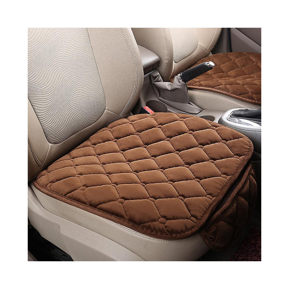 (Curry, Front Row) 1Pc Or 2Pcs Or 3Pcs Plush Plaid Thicken Warm Car Seat Cushion Pad Car Seat Protector Car Front Rear Seat Covers For Car Suv Truck C 9152243495028