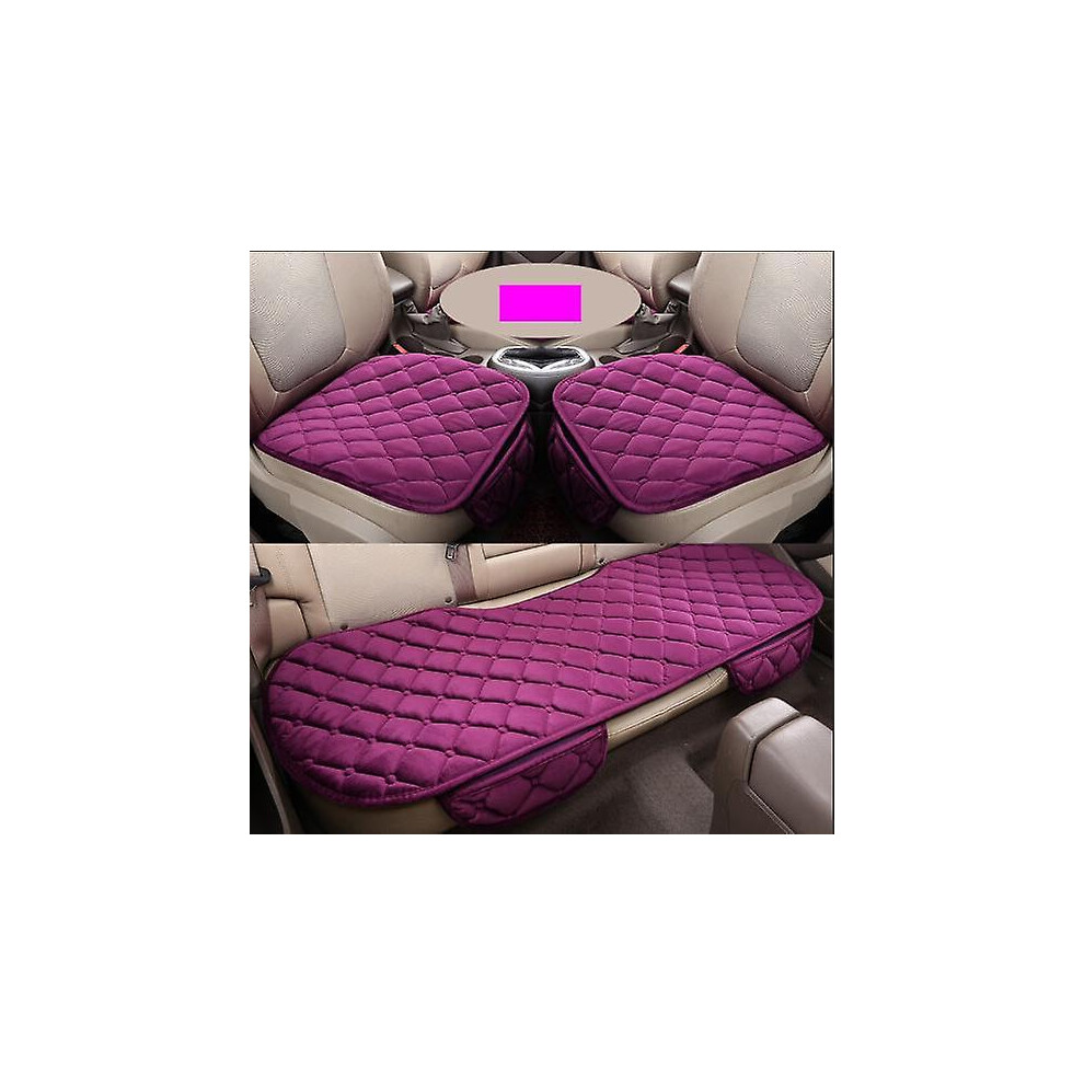 (, Sets) 1Pc Or 2Pcs Or 3Pcs Plush Plaid Thicken Warm Car Seat Cushion Pad Car Seat Protector Car Front Rear Seat Covers For Car Suv Truck Car A Purple 9152243495042