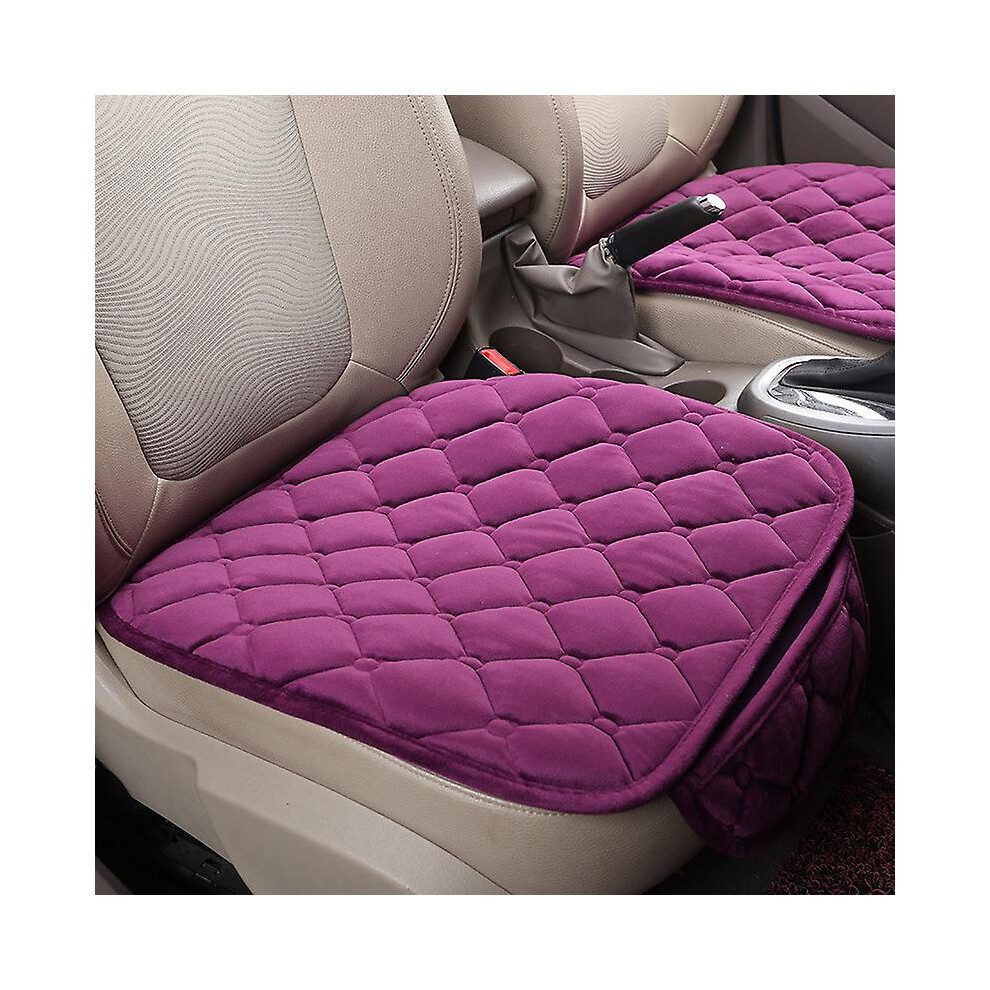 (, Front Row) 1Pc Or 2Pcs Or 3Pcs Plush Plaid Thicken Warm Car Seat Cushion Pad Car Seat Protector Car Front Rear Seat Covers For Car Suv Truck Purple 9152243495059