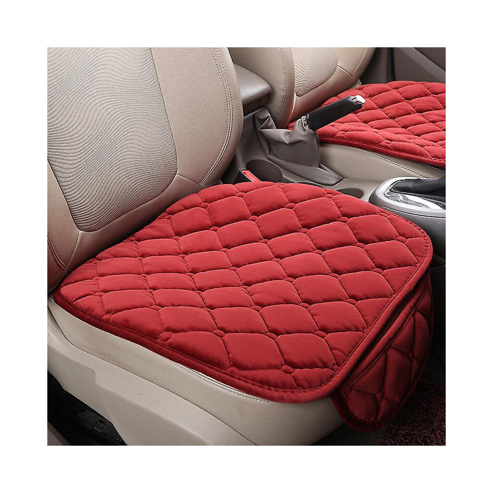 (, Front Row) 1Pc Or 2Pcs Or 3Pcs Plush Plaid Thicken Warm Car Seat Cushion Pad Car Seat Protector Car Front Rear Seat Covers For Car Suv Truck Car Red 9152243495110