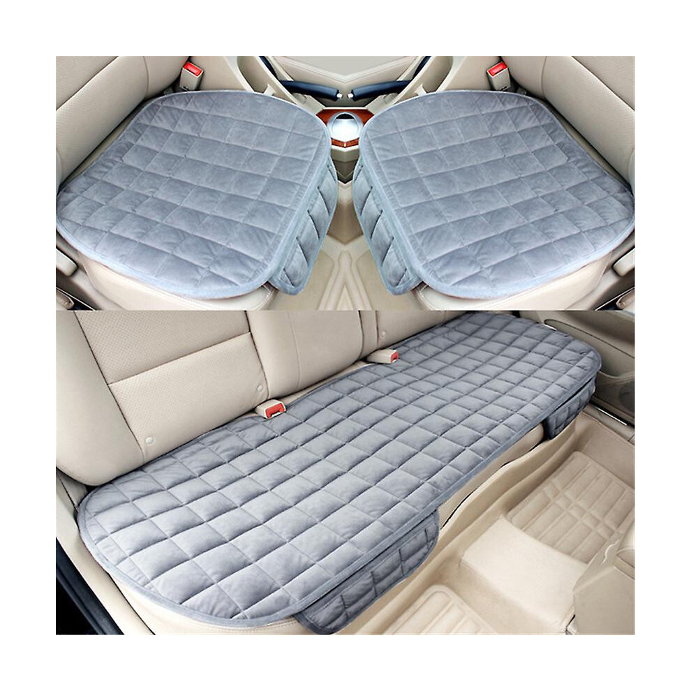 (, Sets) 1Pc Or 2Pcs Or 3Pcs Plush Plaid Thicken Warm Car Seat Cushion Pad Car Seat Protector Car Front Rear Seat Covers For Car Suv Truck Car Acc Gray 9152243495134