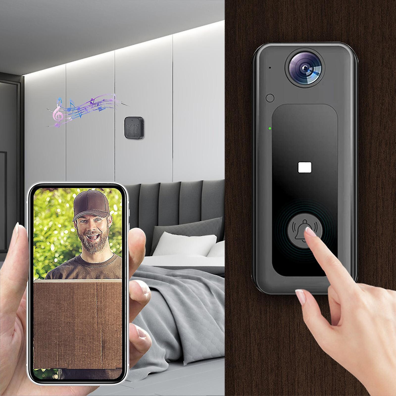 Door Bell Camera Wireless Connected Home Rechargeable Smart Wi-Fi