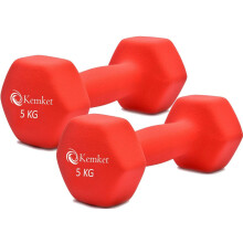 (5kgs Red ) Neoprene Hand Dumbbells Weights Pair Home Gym