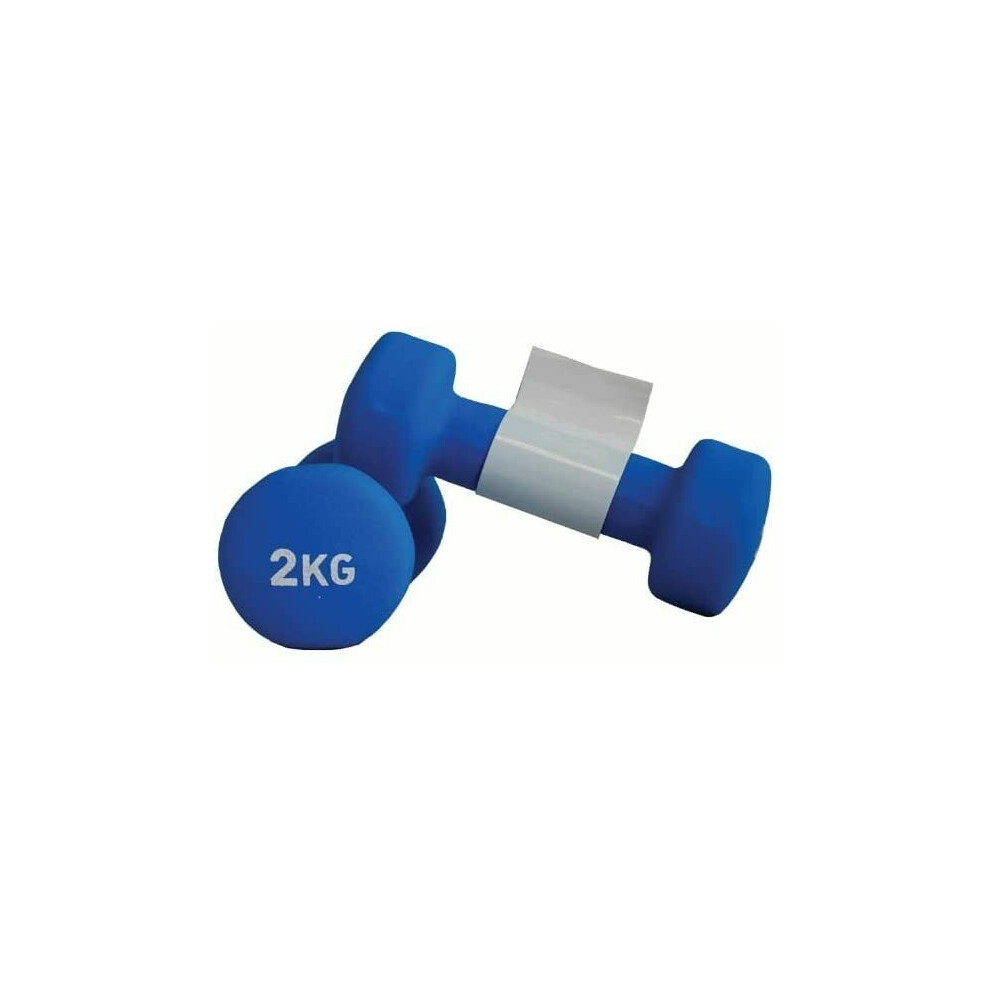 (2kgs Blue) Neoprene Hand Dumbbells Weights Pair Home Gym