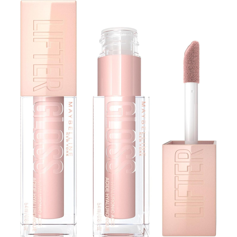 Maybelline New York Lifter Gloss, Plumping & Hydrating Lip Gloss with Hyaluronic Acid, Shade 002 Ice, Duo Bundle