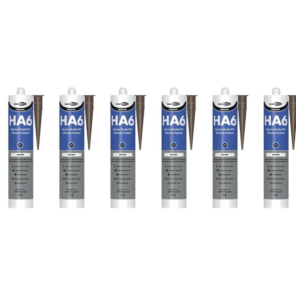 Bond IT Premium HA6 Silicone Sealant Brown 310ML Pack of 6