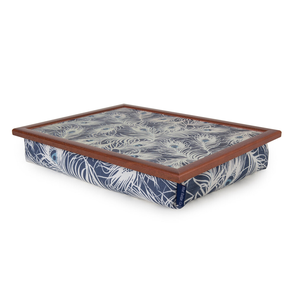 Bean Bag Cushioned Wooden Frame Lap Tray In Peacock