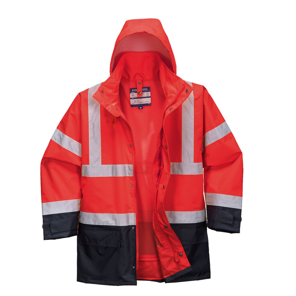 (Red/Navy, XL) Portwest Hi-Vis Executive 5-in-1 Jacket