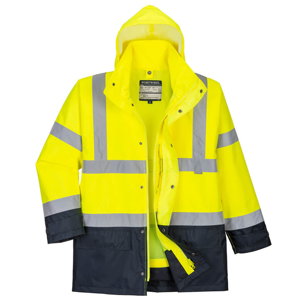 (Yellow/Navy, S) Portwest Hi-Vis Executive 5-in-1 Jacket