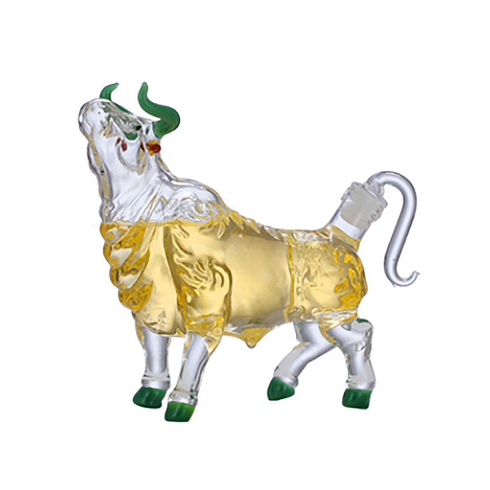 1Pcs Animal Bottle Handmade Glass Liquor Bottle Glass Bull Shape Bottle for Wine and Spirits Wiskey Decanters A 
