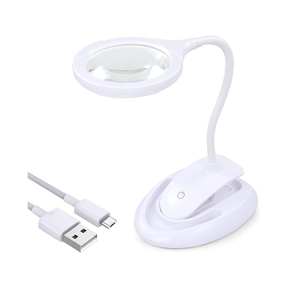 Jojomino Magnifying Glass With 5X 10X Magnifying Lamp With Stand & Clamp, Desktop Magnifier Lamp For Close Work Reading Light