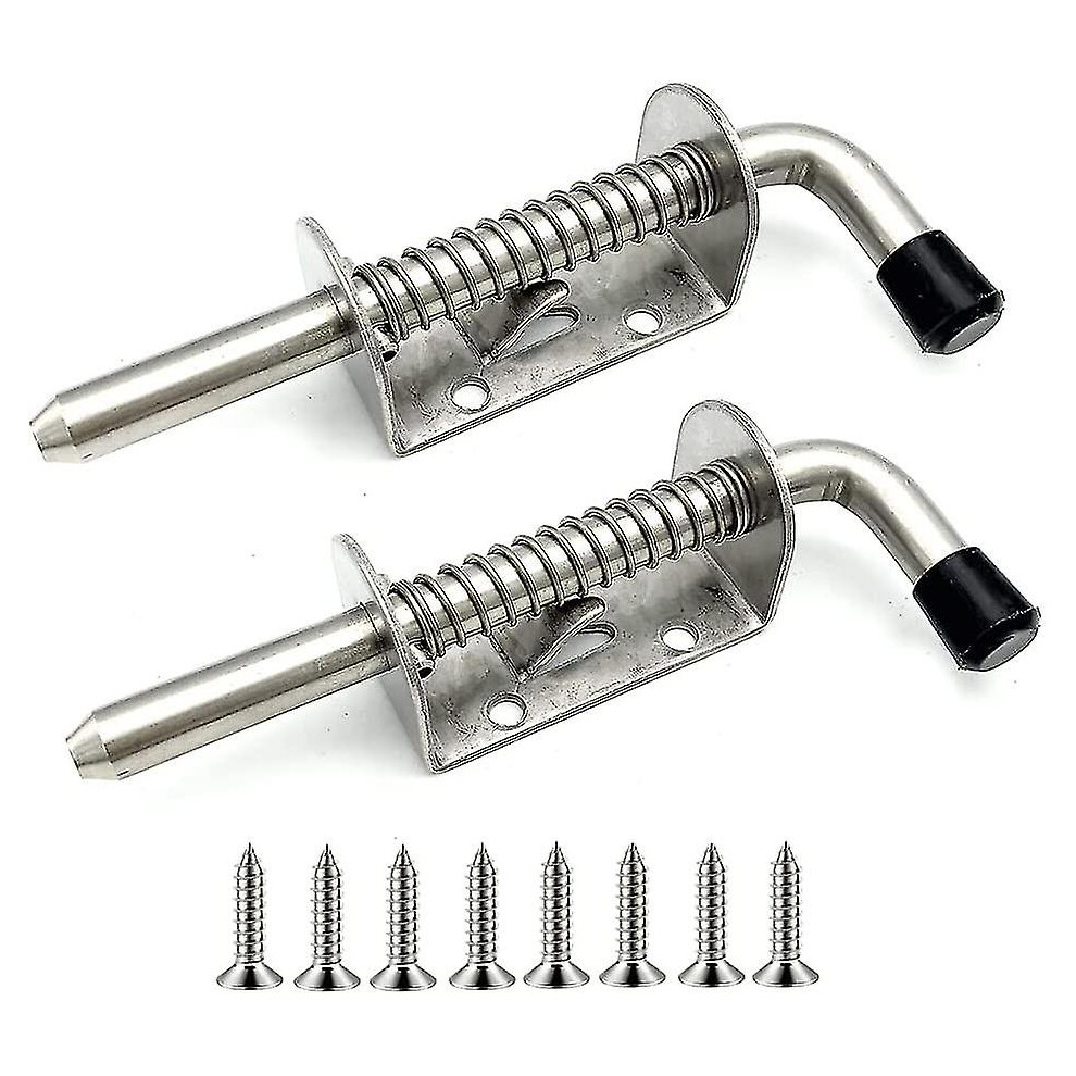 2 Pack Stainless Steel Spring Loaded Latch For Garage Door, Shed, Yard, Chicken Coop (128Mm) 9152243499552