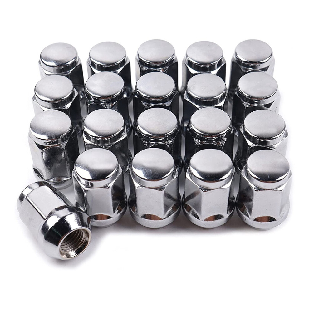 20Pcs 14X1.5 Lug Nuts - 19Mm Lug Nut 1.38 Inch Tall 3/4 Inch Hex Chrome Lug Nuts, For 1999-2021 1500 Silver 4863233664021
