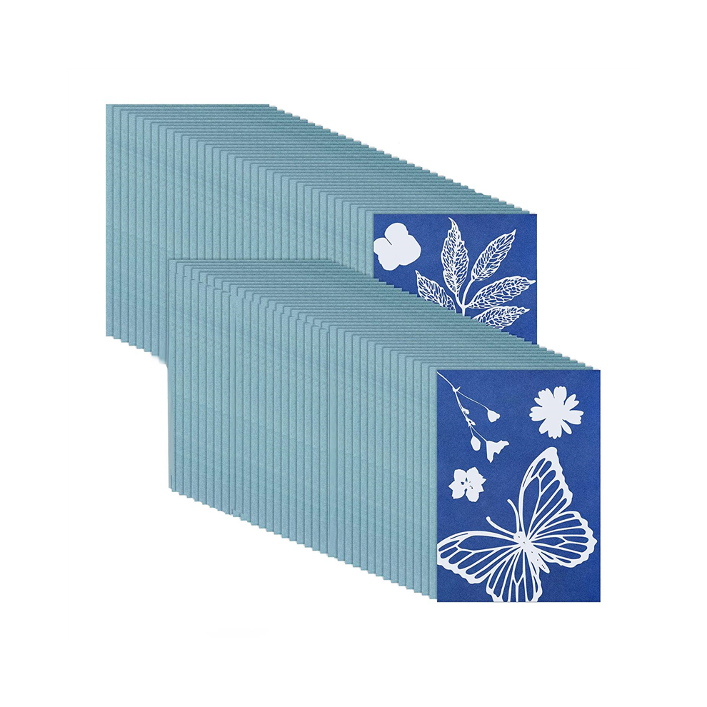 Jojomino 73 Pieces Sun Print Paper Cyanotype Paper Kit, Solar Drawing Paper Sensitivity Nature Printing Paper