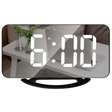 Digital Alarm Clock, Mirrored LED Clock,Dim Night Light 2 USB Charger Ports Desk Alarm Clocks for Bedroom Decor A