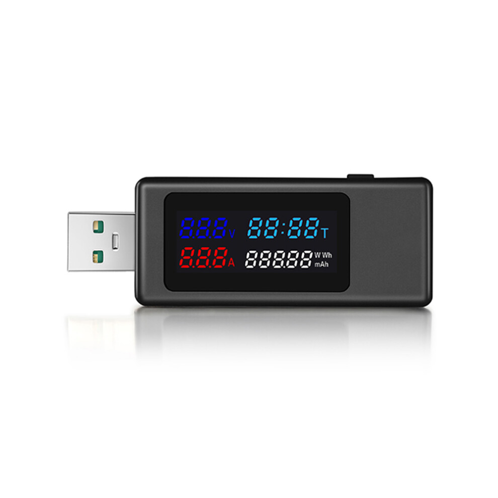 6 In 1 Usb Tester Dc4-30V Ips Display Digital Voltage Power Timing Capacity Meter Detector For Current, Voltage,Black 4863233665202