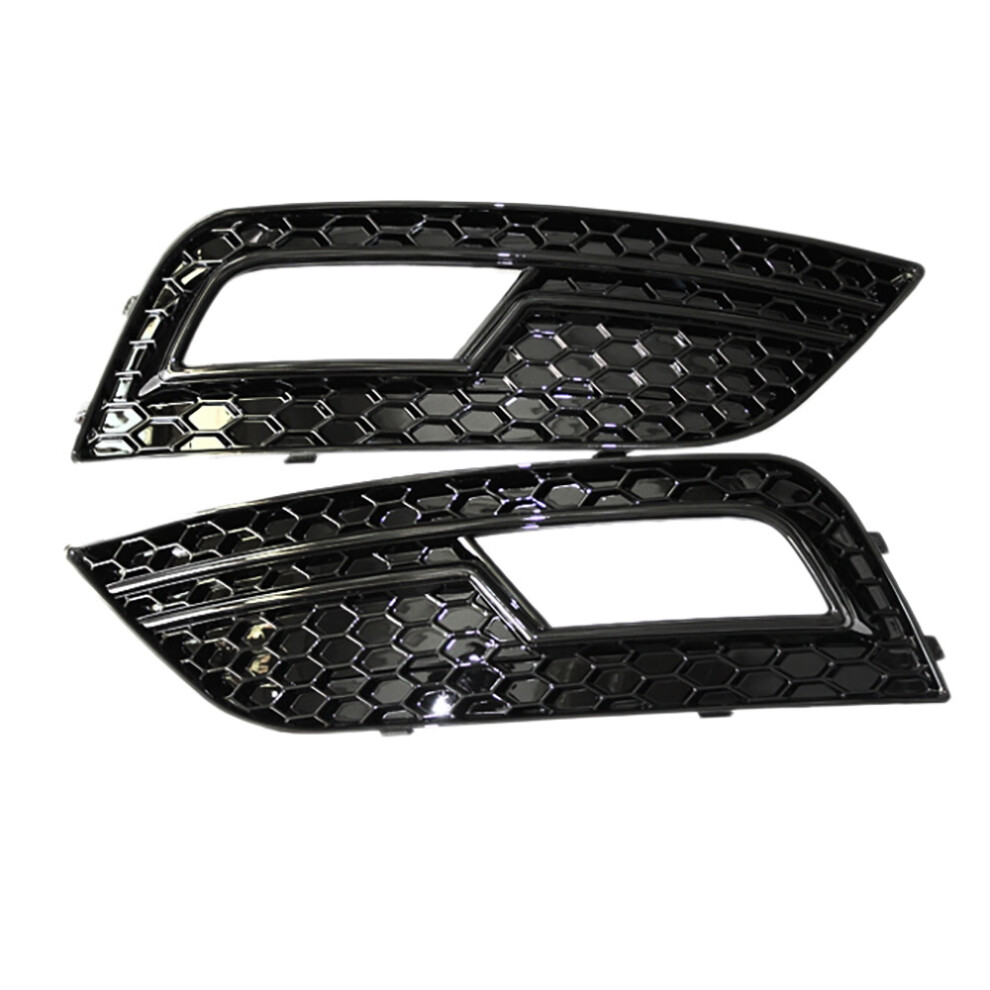 1Pair Car Front Fog Light Grill Cover for- A4LB9 S4 RS4 A4 B8.5 2012-2015 Honeycomb Grille Black