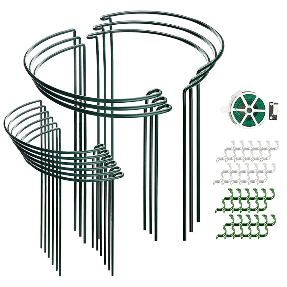 12 Pack Plant Support Stakes, Half Round Garden Plant Supports, Support Ring, Border Support for Outdoor