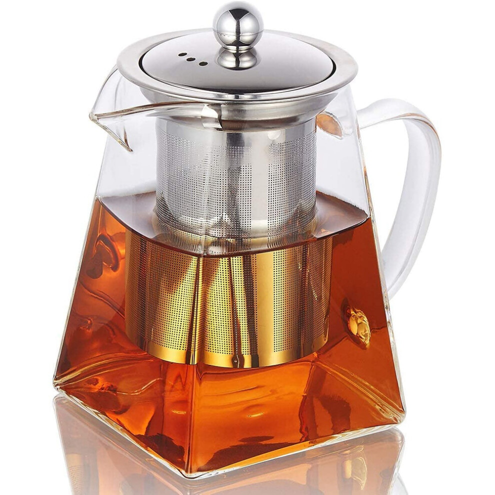 Jojomino Glass Teapot with Removable Infuser & Handle, Glass Tea Pots Tea Pot for Loose Tea, Teapot with Strainer 750Ml